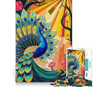 Pavone, coda splendida, piume in vetro colorato, puzzle da 1000 pezzi per adulti, regalo, gioco di logica, giocattolo per momenti di condivisione, taglio preciso, sorpresa di compleanno (38x52cm)