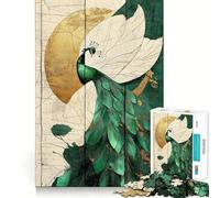 Pavone con dettagli dorati Puzzle per adolescenti da 1000 pezzi Gioco per allenare la mente Divertimento rilassante Arte da assemblare Oggetto da collezione (50x75cm)