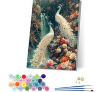 Pavone Dipingere con i Numeri Adulti con Telaio, Dipingere con i Numeri Fiume, Fai da te Paint by Numbers Kits con 3 Pennelli e Pigmento Acrilico,Decorazioni Casa, Regalo Donna 100x135cm 1-4253