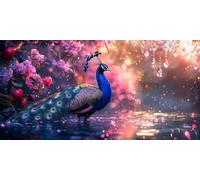 Pavone Dipingere con i Numeri Kit, Acqua Grande Paint by Numbers Adulti, Set di Pittura con i Numeri, Kit di Pittura Acrilica, Principianti Tela Fai da Te Pittura a Olio,Decor 60x120cm J0L-559