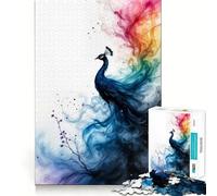 Pavone nel fumo Puzzle difficile per adulti, 1000 pezzi, gioco di logica, divertimento rilassante, opera d'arte ben definita (50x75cm)