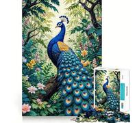 Pavone nella giungla lussureggiante Puzzle per adolescenti da 1000 pezzi Gioco per allenare la mente Divertimento rilassante Arte da assemblare Oggetto da collezione (38x26cm)