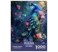 Pavone Puzzle 1000 pezzi Fiore - Giungla Ragazza Puzzle Difficile E Stimolante Decorazione Interna in Cartone 100% Riciclato per Adulti 38 x 26 cm/1000 pezzi