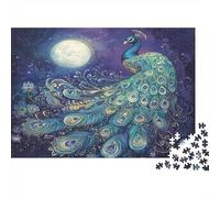 Pavone,Puzzle Per Adulti 1000pcs (75x50cm),Giochi Di Sfida Mandala, simbolo celeste, Luna