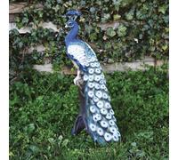 Pavone su Ramo Decorativo in Resina 25x50 cm per Laghetti e Giardini