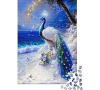 Pavone sulla Spiaggia Puzzle 1000 Pezzi Carta per Adulti Scena Notturna Sognante Gioco di Puzzle 1000 Pezzi Famiglia Decorazione Regalo 38x26cm/1000pcs