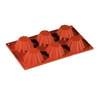 Pavoni Stampo Silicone MULTIPORZ.6 Impronte BRIOCHETTE FORMAFLEX 300X175 Rosso Mattone