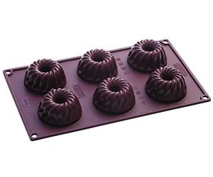 Pavonidea FR046MRAS.2 Stampo in Silicone Multiporzione Mini Guglhupf 6 Impronte Mono, 68x33 mm, Marrone