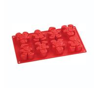 Pavonidea FR072RSAS Stampo in Silicone Multiporzione Gingerman 8 Impronte, Rosso