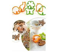 Pavonidea SPRINGCOOKIES Tagliabiscotti Primaverili in Plastica, 12 Pezzi, Misura Tagliabiscotto Circa 70x70x20 mm, Verde/Arancio