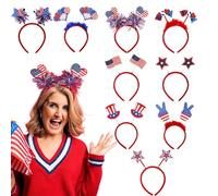 Pavsicgn Boppers Patriotic Head, fascia per la Giornata 'indipendenza - Tesno blu bianco rosso - Accessori per il giorno 'Indipendenza del Memorial del Memoriale 9x, sfilate del 4 luglio, barbecue,
