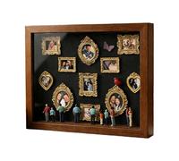 Pavsicgn Mini Photo Frames Gold, Diy Mini Museum Silhouette Box, Museum Of Us Frame With LED Light - 11 Pieces Miniature Tabletop Picture Frames With 8 Figurines