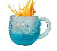 Pavsicgn Sea Glass Wave Mug, ocean1 Wave Glass Mug Cup, Textured Sea Waves Design, Glassware For Tea, Coffee, Cocktails, Beach Lovers & Gift1 For Christmas