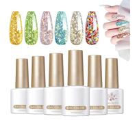 Pavsicgn Smalto smalto, glitter per unghie gel | Kit di manicure per Glossy Fine Glossy a 6 colori che si immergono 7ml | Policone gel scintillante di lunga durata, assistenza sanitaria a mano per il