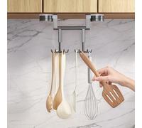 PAVSTINE Appendi Mestoli da Cucina Rotante a 360°, Barra Portautensili Cucina con Ventosa, Barra Porta Utensili Senza Foratura con 12 Ganci per Cucina e Bagno, 3 Diversi Tipi di Sospensione, Grigio