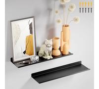 PAVSTINE Scaffale da Parete in Metallo 2 Pezzi, Mensola 40 cm Profondità, Mensole Nere da Muro, Libreria Sospesa, Porta Vinili da Parete, Floating Shelf per Salotto, Cucina, Cameretta, Ufficio