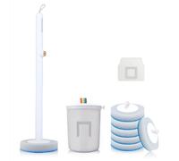 PAVSTINE Scopino WC Monouso Senza Detergenti, Spazzolino WC Montaggio a Parete, Spazzolone Bagno con 6 Pezzi Ricambio Detersivo Testina, Disposable Toilet Brush per Lavabo, Vasca da Bagno