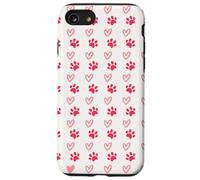 Paw and Heart Pattern - Fun Pink Design for Dog and Cat Moms Custodia per iPhone SE (2020) / 7/8