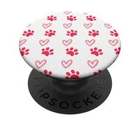 Paw and Heart Pattern - Fun Pink Design for Dog and Cat Moms PopSockets PopGrip Adesivo