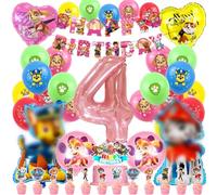Paw Dog Palloncino Compleanno 4 Anni, Addobbi Festa Compleanno, Palloncini 4 Anni Ragazze, Decorazioni Torta, Striscione di Compleanno, Kit Decorazioni Compleanno