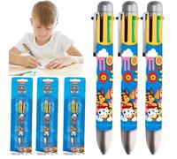 Paw Patrol, 3 penne a sfera retrattili 6 in 1, inchiostro multicolore vivace, punta fine da 0,5 mm, regalo di cancelleria per la scuola per bambini, penna per arti e mestieri
