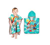 Paw Patrol Asciugamano poncho 100% spugna di cotone 12 m + super assorbente lavabile in lavatrice 50 x 50 cm unisex bambino bagno spiaggia nuoto asciugamano per bambini con cappuccio