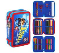 Paw Patrol - Astuccio a 3 ripiani, set di cancelleria da 45 pezzi per bambini, include matite colorate, pennarelli, righello, forbici e altro ancora, design Chase 'I'm Fast', articoli per la scuola e
