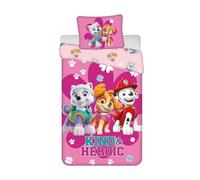 Paw Patrol - Biancheria da letto per bambini, motivo "Kind & Heroic", 100% cotone, set di biancheria da letto per letto singolo, copripiumino 140 x 200 cm + federa 50 x 70 cm