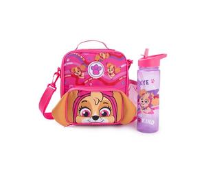 Paw Patrol Borsa per il pranzo e borraccia rosa e viola per bambine di Skye | Borsa per il pranzo con tracolla e personaggio dei cartoni animati, carina e gentile