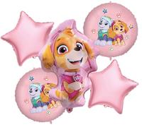 Paw Patrol - Bouquet di palloncini decorativi per compleanno, motivo: Skye e Everest, 5 pezzi