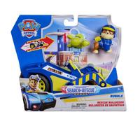 Paw Patrol: Search & Rescue, Bulldozer di Salvataggio di Rubble con 2 Personaggi, Auto della Polizia Giocattolo a Retrocarica, Giocattoli per Bambini e Bambine, 3+ Anni