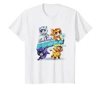 Paw Patrol Cat Pack Power with Leo, Shade, Wild And Rory Maglietta, Bambini, Bianco, 4 Anni