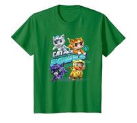 Paw Patrol Cat Pack Power with Leo, Shade, Wild And Rory Maglietta, Bambini, Verde Mela, 10 Anni