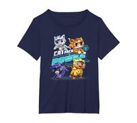 Paw Patrol Cat Pack Power with Leo, Shade, Wild And Rory Maglietta, Donna Plus-Size, Navy, 4X