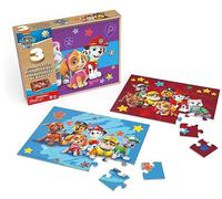 PAW Patrol, confezione da 3 puzzle in legno per bambini da 24 pezzi con custodia portatile in legno, Chase, Marshall, Skye, Rubble per bambini in età prescolare dai 4 anni in su