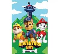 Paw Patrol - Coperta morbida e confortevole per bambini, 100% poliestere pile, 100 x 150 cm, plaid in peluche leggero con motivo "Adventure Bay" verde, ideale per letto, divano o