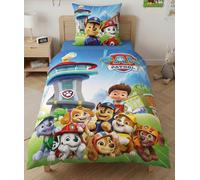 Aymax Parure da letto Paw Patrol - copripiumino per bambini 140 x 200 cm + federa 65 x 65 cm - policotone - con Chase, Marcus, Stella, Ruben, Ryder...