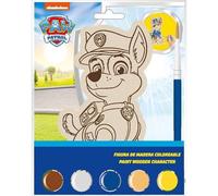 Paw Patrol Figura in legno da dipingere con colori e pennello - Set creativo per bambini, ideale per lavoretti e regali per bambini appassionati di Paw Patrol