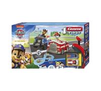 Carrera First PAW Patrol, On The Track - pista di gioco con Chase & Marshall, regolatore manuale adatto ai bambini, distanza di 2,4 metri e elementi interattivi, per piccole corse e avventure