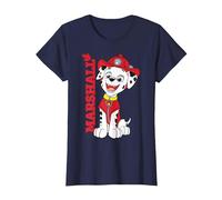 Paw Patrol Marshall Fire Rescue Hero Adventure bay, Cucciolo retrò Maglietta, Donna, Navy, S