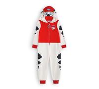 Paw Patrol Marshall Tutina per Bambini e Bambine | Pigiama Tutto-in-Uno per Bambini in Bianco e Rosso | Tuta da Notte Unisex con Cappuccio Ricamato e Orecchie 3D