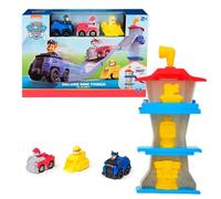 Paw Patrol Quartier Generale Deluxe Mini Tower pista con 3 Personaggi con Veicoli - Chase, Marshall e Rubble - età 2+ anni - Multicolore