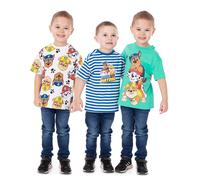 Paw Patrol Boys T-Shirts 3 Pack | Bambini Bambini Macerie Inseguimento Marshall Rescue Cuccioli | Blu Verde Bianco programmi televisivi