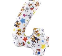 Paw Patrol Palloncino numero 4 Grabo Made in italy. Palloncini per feste per bambini con paw patrol, in foil brillante con cannuccia. Palloncini colorati Paw Patrol 52x72cm