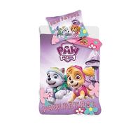 Paw Patrol Parure da letto Paw Patrol per letto bambino, 100% cotone, copripiumino 100 x 135 cm + federa 40 x 60 cm, con Stella ed Everest