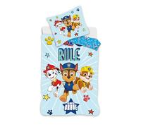 Paw Patrol Parure da letto Paw Patrol per letto piccolo, copripiumino reversibile 100 x 135 cm + federa 40 x 60 cm, 100% cotone, con Marcus, Ruben e Chase (blu)