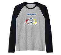 Paw Patrol Pup Trio Badge Bar Bold Outline Graphic Maglia con Maniche Raglan