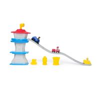 Paw Patrol Quartier Generale Deluxe Mini Tower pista con 3 Personaggi con Veicoli - Chase, Marshall e Rubble - età 2+ anni - Multicolore