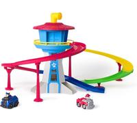 Paw Patrol Quartier Generale Torre di salvataggio, con 2 piste per Veicoli, 2 Personaggi, Veicolo di Chase e di Marshall, altezza 35cm - età 2+ anni - Multicolore