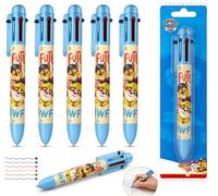 Paw Patrol Rainbow Magic, penne a sfera retrattili 6 in 1, confezione da 5, penne a punta fine multicolore da 0,5 mm, set di cancelleria per la scuola per bambini, per scrivere, appunti, arte